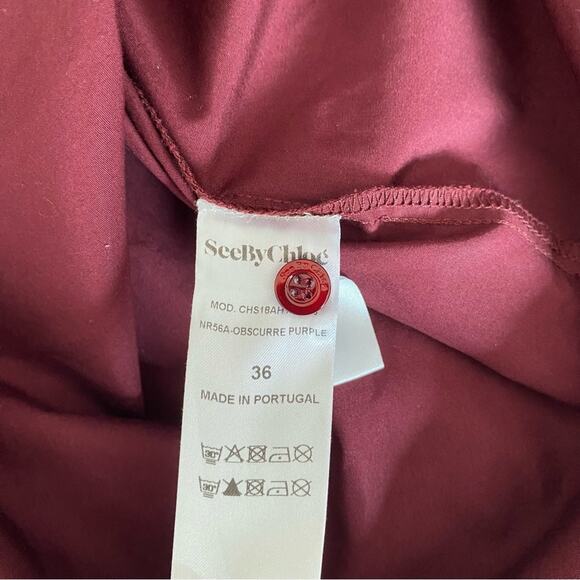 See By Chloe Burgundy Cotton Eyelet Blouse size 36 US 4 Small Obscure Purple - Picture 7 of 8